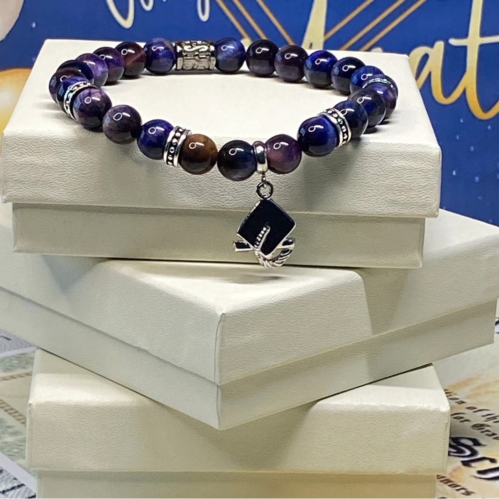 High Quality AAA Blue/ Purple mix Tiger eye Elegant Graduation